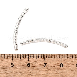 真鍮製チューブビーズ  ファンシーカットのカーブビーズ  ラックめっき  長持ちメッキ  銀  34x2mm  穴：1.2mm&nbsp;KK-L272-01S
