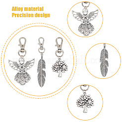 12Pcs 3 Style Tibetan Style Alloy Keychain&nbsp;HJEW-HY0001-03