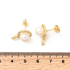 Snake with Round Brass Micro Pave Clear Cubic Zirconia Stud Earrings&nbsp;EJEW-C154-11G