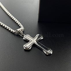 クールなメンズクロス304ステンレススチールペンダントパンクネックレス  ステンレス鋼色&nbsp;CM3721