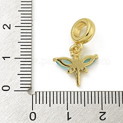Rack Plating Brass Micro Pave Clear Cubic Zirconia European Dangle Pendants&nbsp;KK-Z067-29G