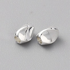 真鍮ビーズ  ツイストオーバル  銀  6x4x4mm  穴：1.8mm&nbsp;KK-WH0062-120S