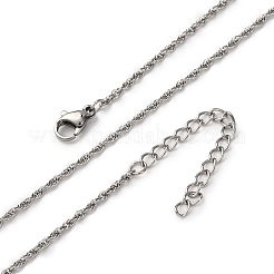 1.5mm 304 ステンレススチールロープチェーンネックレス  変色しない  ステンレス鋼色  17.05インチ（43.3cm）&nbsp;NJEW-T016-23P
