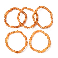 Natural Amber Beaded Stretch Bracelets for Women Men&nbsp;BJEW-D462-03