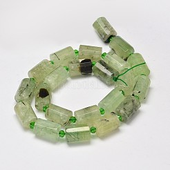 カット加工円柱天然のプレナイトビーズ連売り  14x10mm  穴：1mm  約22個/連  15.5インチ&nbsp;G-M297-18