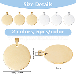 10Pcs 2 Colors Anti-Tarnish 201 Stainless Steel Pendants&nbsp;STAS-DC0016-65