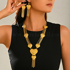 Middle Eastern Vintage Style Alloy Heart Tassel Earrings & Necklaces Sets for Women&nbsp;MM5768