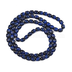 模造タイガーアイガラスビーズ連売り  バレル  ダークブルー  9.5x8mm  穴：1mm  約79個/連  29.53''（75センチメートル）&nbsp;X-GLAA-H040-02A
