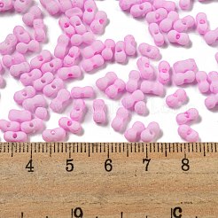 マカロンカラー不透明フロストガラスシードビーズ  ピーナッツ  パールピンク  6x3x3mm  穴：1.2mm  約88個/10g&nbsp;X1-SEED-K009-12B-05
