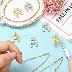 6Pcs 2 Colors Brass Micro Pave Cubic Zirconia Pendants&nbsp;KK-CJ0003-39
