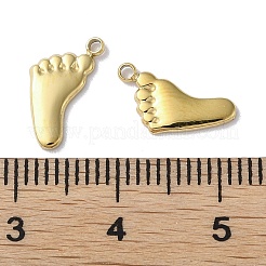 304ステンレスペンダント  足跡チャーム  18KGP本金メッキ  12x7x1mm  穴：1mm&nbsp;STAS-H185-07G