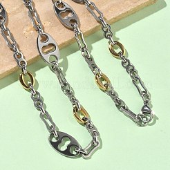 201 ステンレススチールチェーンネックレス＆チェーンブレスレット  楕円形と無限大  イオンプレーティング（ip）  ゴールデン·ステンレス鋼色  606mm&nbsp;SJEW-G087-01GP
