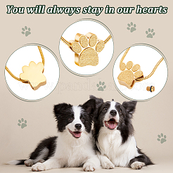 Paw Print Urn Ashes Necklace&nbsp;NJEW-WH0024-01G