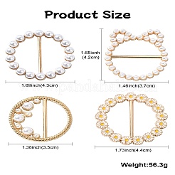 4個 4スタイル プラスチックパールスカーフバックルリング  女性の女の子のための合金クラスプホルダー  ゴールドカラー  30mm  1個/スタイル&nbsp;AJEW-CJ0001-49