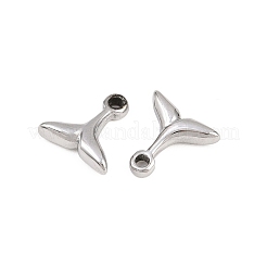 304ステンレススチールチャーム  人魚のしっぽの形をしたチャーム  ステンレス鋼色  10x10x3mm  穴：1.2mm&nbsp;STAS-L317-11P