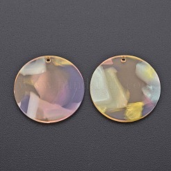 セルロースアセテート（樹脂）ペンダント  フラットラウンド  ゴールド  29.5x2.5mm  穴：1.6mm&nbsp;KY-N015-022-01