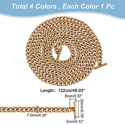 4Pcs 4 Colors Zinc Alloy Curb Chain Bag Straps&nbsp;FIND-PH0017-13