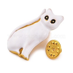 猫型合金エナメルピン  子猫のブローチ  ゴールドカラー  ホワイト  36x21.5mm&nbsp;JEWB-Q045-03G