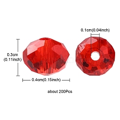 カット加工ロンデル透明ガラスビーズ  ミックスカラー  4x3mm  穴：1mm  200個/セット&nbsp;GLAA-YW0001-84A