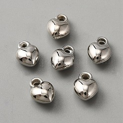 CCBプラスチックペンダント  ハートチャーム  プラチナ  8x6x4mm  穴：1.2mm&nbsp;CCB-WH0007-09C