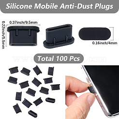 シリコン製携帯用防塵プラグ  オーバル  ブラック  5.5x9.5x4mm  100pc&nbsp;AJEW-SC0031-83A