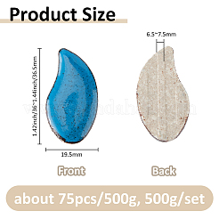 500gの手作り磁器カボション  葉  ミックスカラー  36~36.5x19.5x6.5~7.5mm  75個/ 500g&nbsp;PORC-FH0001-15