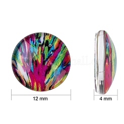 Printed Glass Flat Round Cabochons&nbsp;GGLA-N004-12mm-G-WH