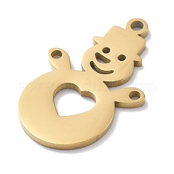 クリスマステーマ 304 ステンレススチールペンダント  レーザー切断  18KGP本金メッキ  雪だるま  23.5x14.5x1mm  穴：1.4mm&nbsp;STAS-R003-04G-01
