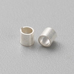 925純銀製のチューブビーズ  ビーズを圧着  銀  2x2mm  穴：1.4mm&nbsp;FIND-WH0419-20