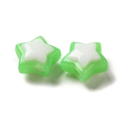 模造ゼリー透明アクリルビーズ  ツートン  スター  グリーン  17x18x3mm  穴：3.5mm  20個/セット&nbsp;LS-SACR-R741-03C
