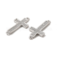 Brass Micro Pave Clear Cubic Zirconia Connector Charms&nbsp;KK-E068-VB327