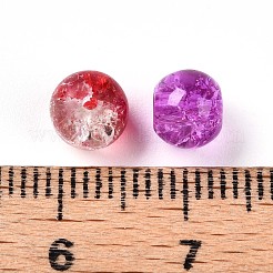 ベーキングペイント、透明なクラックルガラスビーズ  ラウンド  ミックスカラー  6~6.5mm  穴：1.2~1.6mm&nbsp;X1-DGLA-Q018-6mm-M01