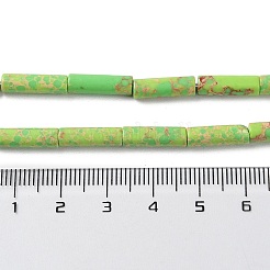 合成インペリアルジャスパー染めビーズ連売り  コラム  芝生の緑  4~4.5x13~14mm  穴：1.2mm  約27~29個/連  14.72''~14.96''（37.4~38センチメートル）&nbsp;G-D077-B01-07