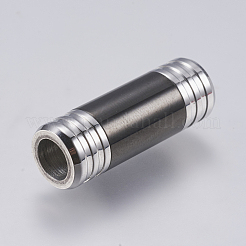 304ステンレススチール製マグネット留め具、接着端付き  コラム  ガンメタ色  28x10mm  穴：6mm&nbsp;STAS-F139-074B