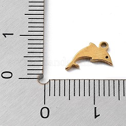 304ステンレススチールチャーム  ゴールドカラー  レーザー切断  イルカ  9x9x1mm  穴：1mm&nbsp;STAS-K272-01A-G
