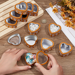 透明な窓付きの蓋が付いたブリキの花のハート型ギフトボックス20個  ジュエリー収納ケース  ペルー  6x6x2.5cm&nbsp;CON-PH0003-21