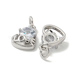 Brass Micro Pave Cubic Zirconia Pendants&nbsp;KK-K378-02P