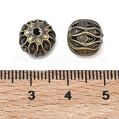 真鍮ビーズ  花模様の丸  カドミウムフリー＆鉛フリー  アンティークブロンズ  10x10mm  穴：1.8mm&nbsp;KK-D224-06AB