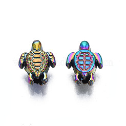 ラックメッキレインボーカラーアロイビーズ  カドミウムフリー＆ニッケルフリー＆鉛フリー  カメ  9x7x4mm  穴：1.2~1.4mm&nbsp;PALLOY-S180-343