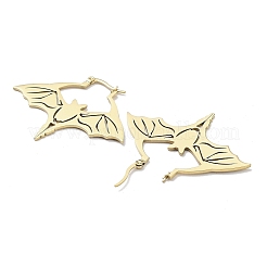 304ステンレススチール製バットフープピアス（女性用）  ゴールドカラー  41x51.5x1~2mm&nbsp;LS-EJEW-R156-07G