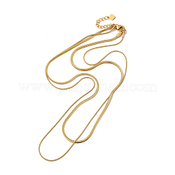 Ion Plating(IP) 304 Stainless Steel Round Snake & Herringbone Chains Double Layer Necklace for Men Women&nbsp;LS-NJEW-E046-03G