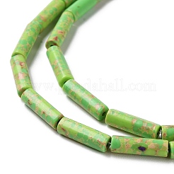 合成インペリアルジャスパー染めビーズ連売り  コラム  芝生の緑  4~4.5x13~14mm  穴：1.2mm  約27~29個/連  14.72''~14.96''（37.4~38センチメートル）&nbsp;G-D077-B01-07