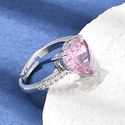 Brass Pave Cubic Zirconia Cuff Open Rings&nbsp;CU-CBA5C10-20P