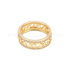 Hollow Out Flower Brass Micro Pave Clear Cubic Zirconia Finger Rings&nbsp;FS-WGD1340-10