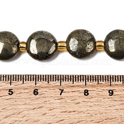 天然石パイライトビーズ連売り  シードビーズで  フラットラウンド  12~13x5~6mm  穴：1.4mm  約13個/連  8.07''（20.5センチメートル）&nbsp;X-G-Z131-H01-01