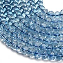 染色された天然石風ガラスビーズの連  ロンデル  スチールブルー  9.5~10x7mm  穴：1.5mm  約54個/連  14.96''（38センチメートル）&nbsp;GL-Z001-03B-11