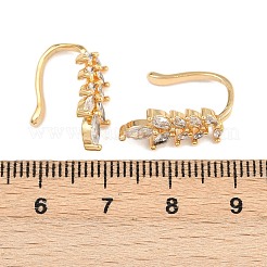 Leaf Brass Micro Pave Clear Cubic Zirconia Cuff Earrings&nbsp;EJEW-F384-20G
