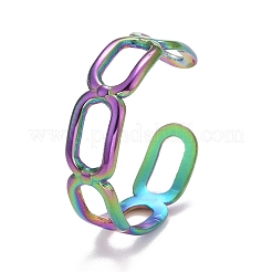 レインボーカラーイオンプレーティング（IP）304ステンレススチールオーバルラップオープンカフリング女性用  usサイズ8（18.1mm）&nbsp;RJEW-A005-21MC