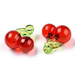 透明なアクリルパーツ  チェリー  レッド  20x19.5mm  穴：2.5mm&nbsp;TACR-CJC0010-04