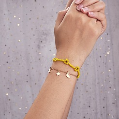 Glass Seed Braided Flower Multi-strand Bracelet&nbsp;BJEW-SW00069-01